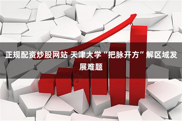 正规配资炒股网站 天津大学“把脉开方”解区域发展难题